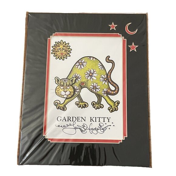 Garden Kitty Print Jamie Hayes New Orleans Cat Art Signed 2004 - Picture 1 of 8